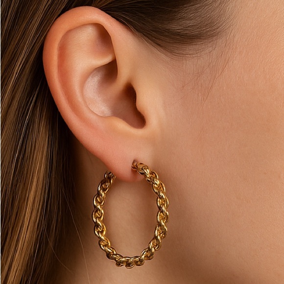 None Jewelry - Twist Gold Hoop Earrings